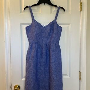 NWT. Blue Sleeveless Linen Dress